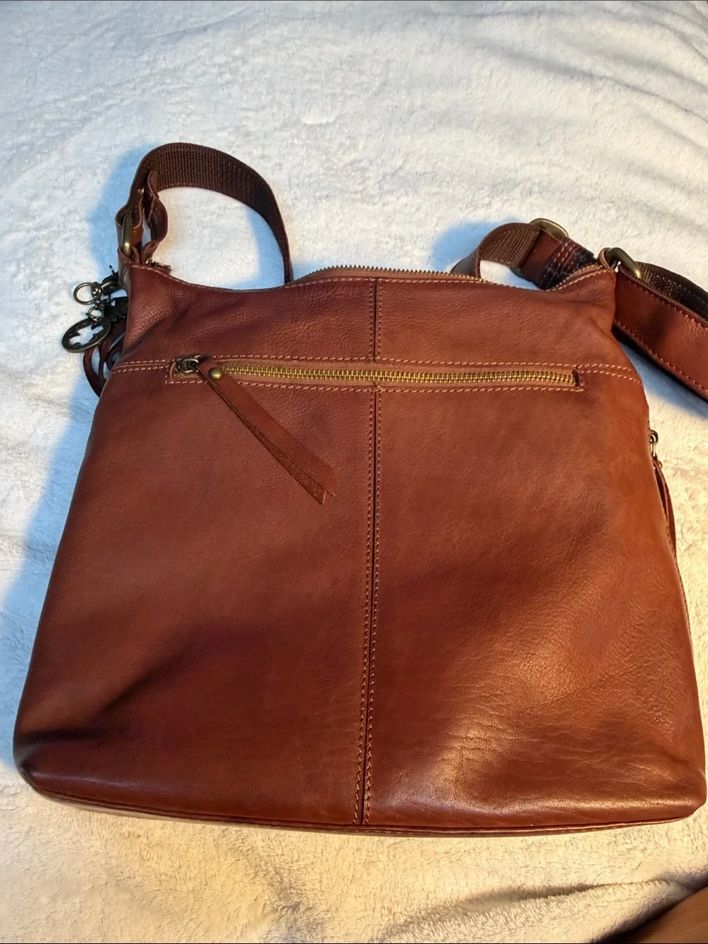 Lucky Brand 100 % Leather Women’s Brown Crossbody Bag  Fringe & Studded Pockets